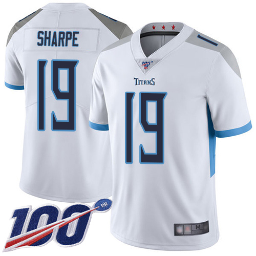 Tennessee Titans Limited White Men Tajae Sharpe Road Jersey NFL Football #19 100th Season Vapor Untouchable